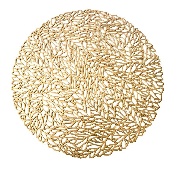 Gold Leaf Round Placemats – Neutral Elegant Table Décor, Set of 10 (NWOT) - Picture 7 of 11